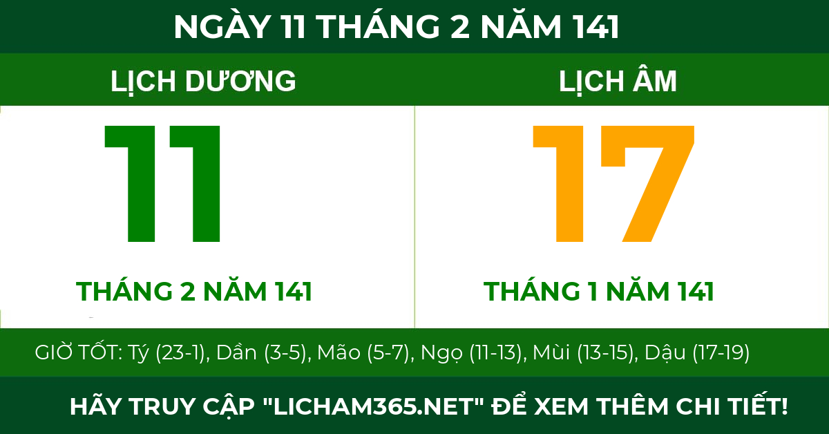 lịch âm ngày 11 tháng 2 năm 141
