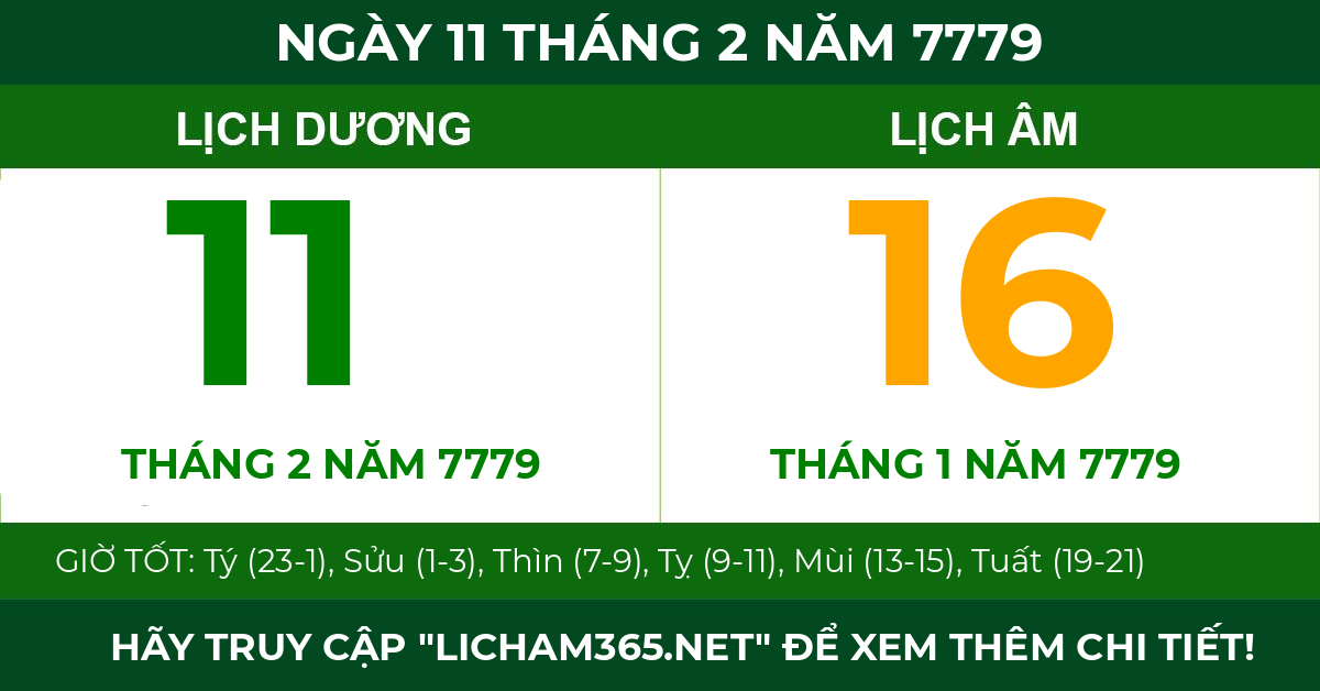 lịch âm ngày 11 tháng 2 năm 7779