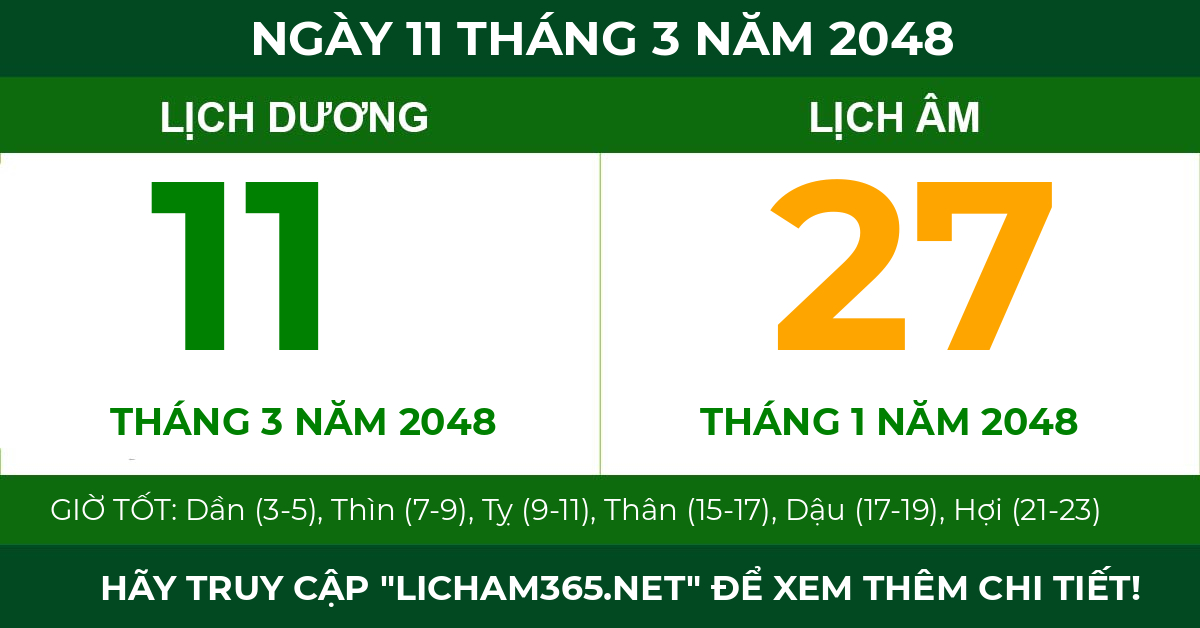 lịch âm ngày 11 tháng 3 năm 2048