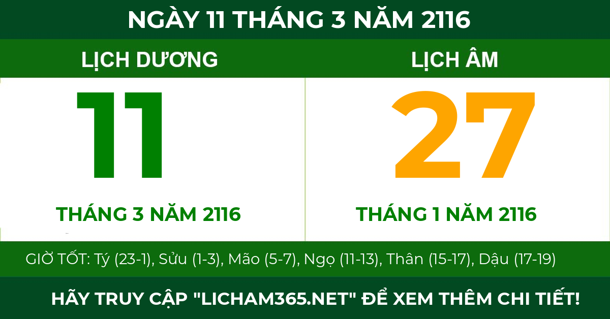 lịch âm ngày 11 tháng 3 năm 2116