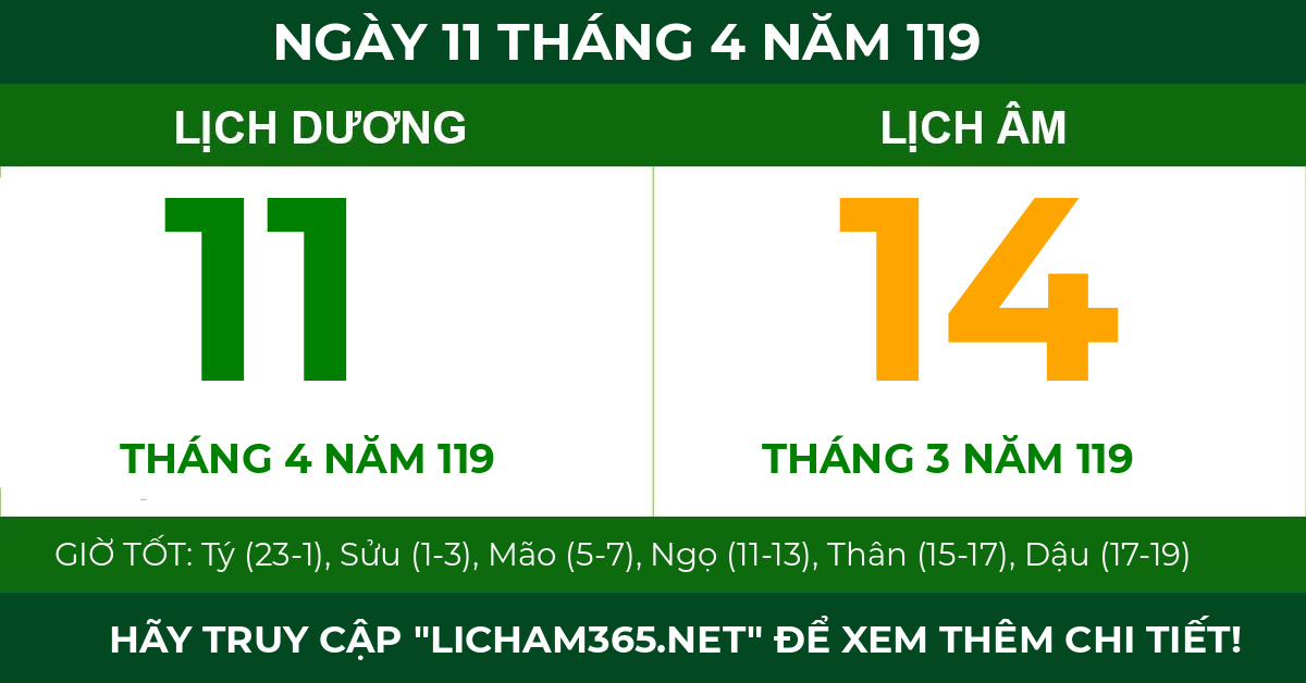 lịch âm ngày 11 tháng 4 năm 119