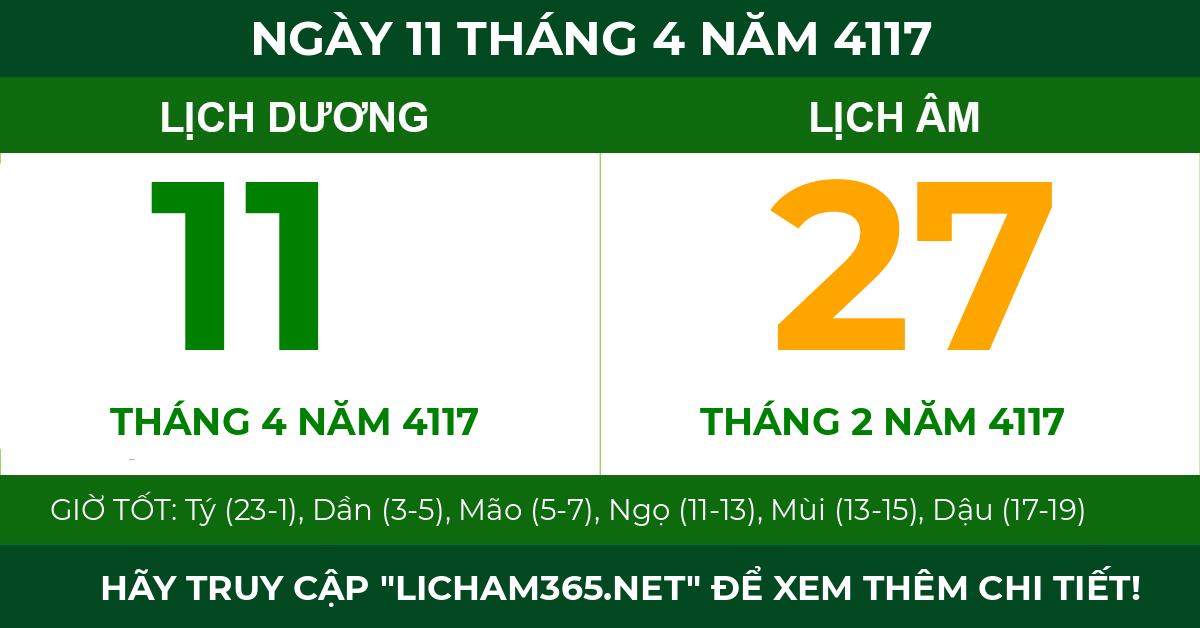 lịch âm ngày 11 tháng 4 năm 4117