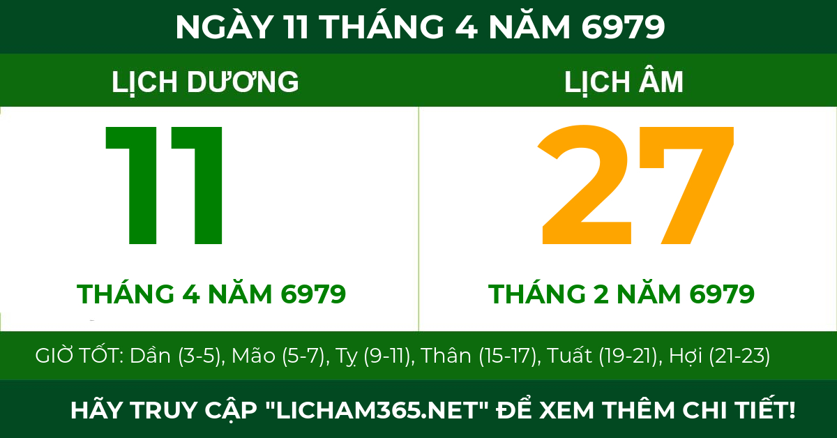 lịch âm ngày 11 tháng 4 năm 6979