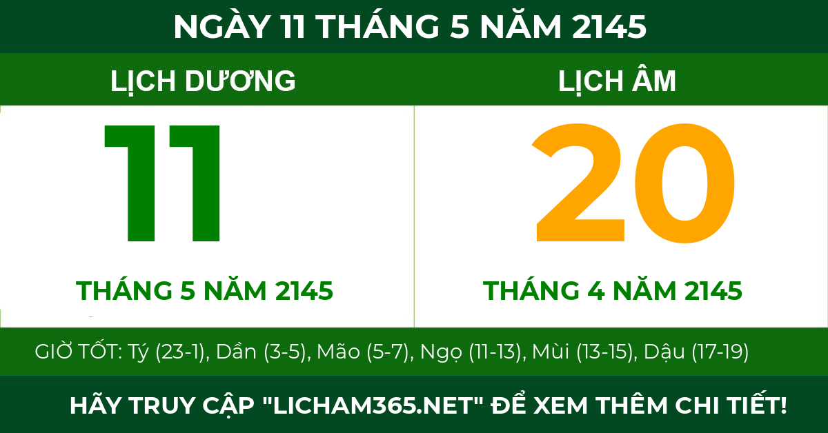 lịch âm ngày 11 tháng 5 năm 2145