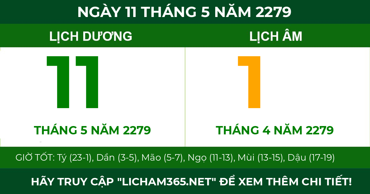 lịch âm ngày 11 tháng 5 năm 2279