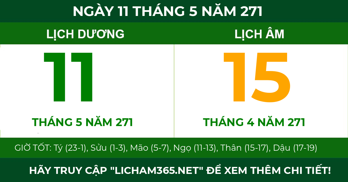 lịch âm ngày 11 tháng 5 năm 271