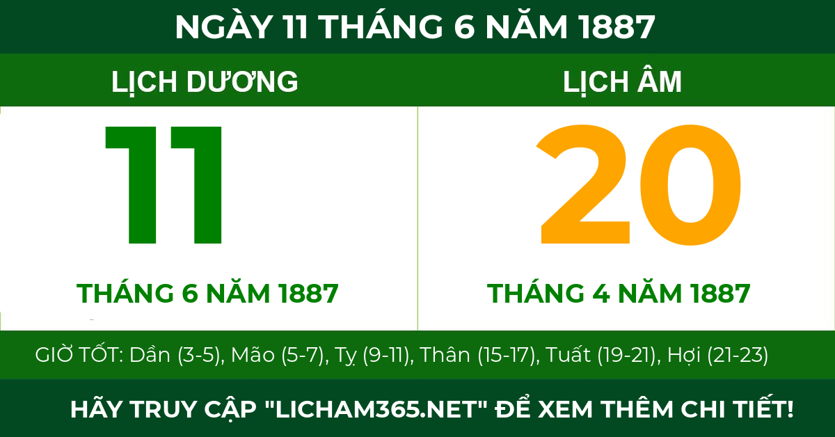 lịch âm ngày 11 tháng 6 năm 1887