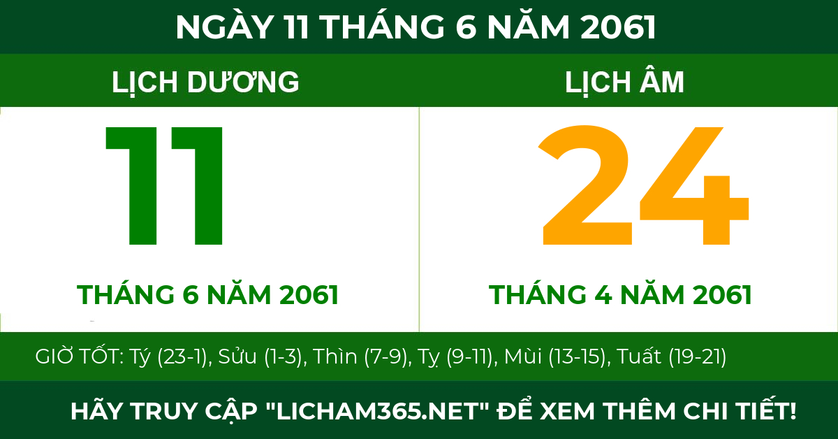 lịch âm ngày 11 tháng 6 năm 2061