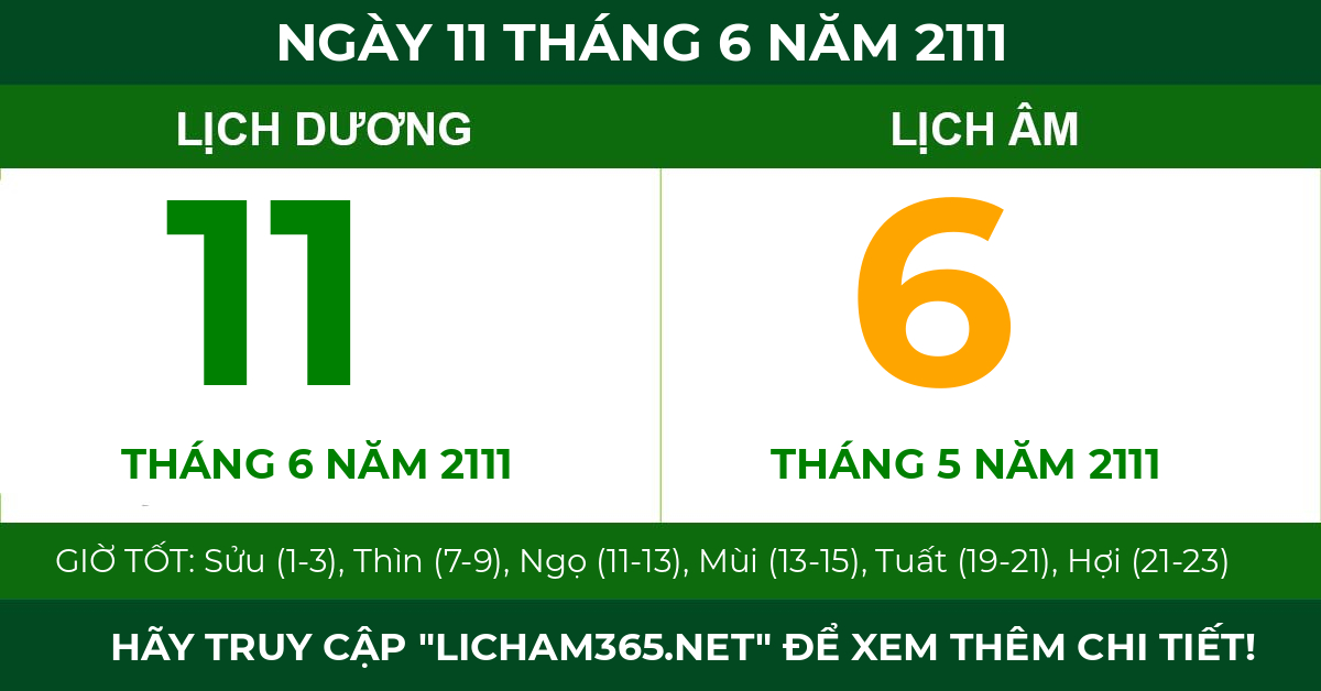 lịch âm ngày 11 tháng 6 năm 2111