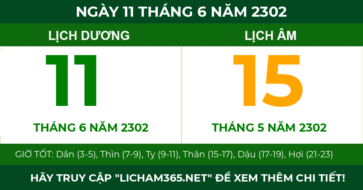 lịch âm ngày 11 tháng 6 năm 2302