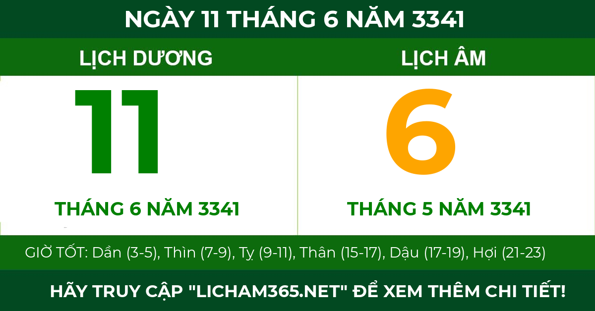 lịch âm ngày 11 tháng 6 năm 3341