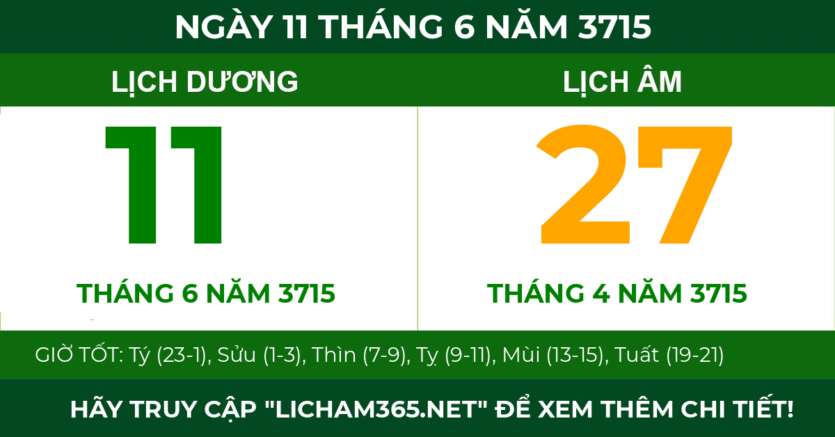 lịch âm ngày 11 tháng 6 năm 3715
