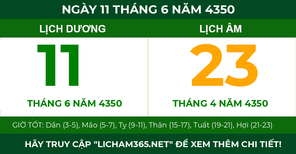 lịch âm ngày 11 tháng 6 năm 4350