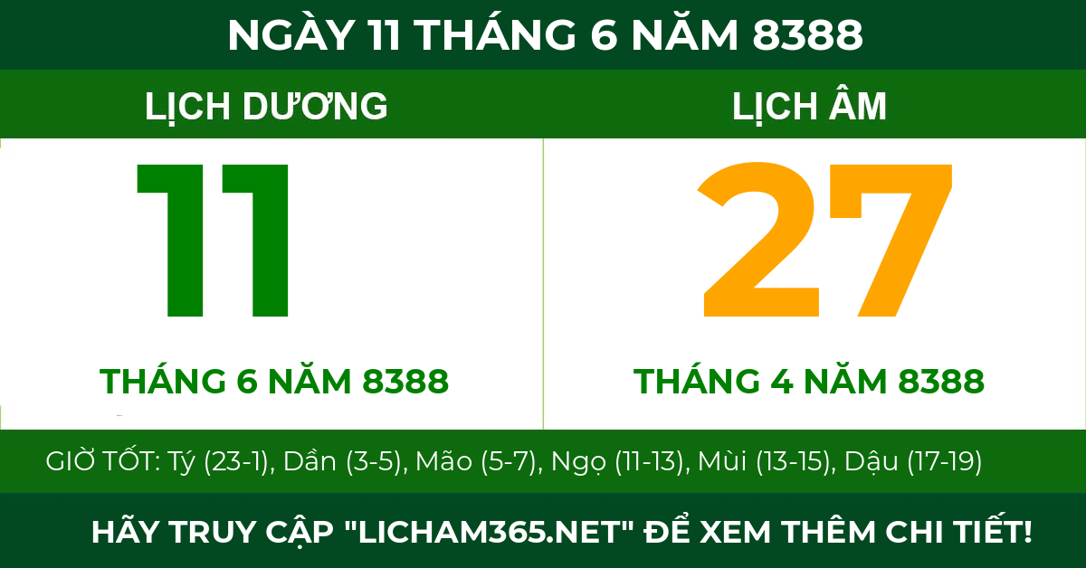 lịch âm ngày 11 tháng 6 năm 8388