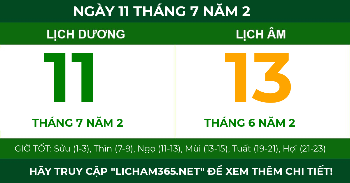 lịch âm ngày 11 tháng 7 năm 2
