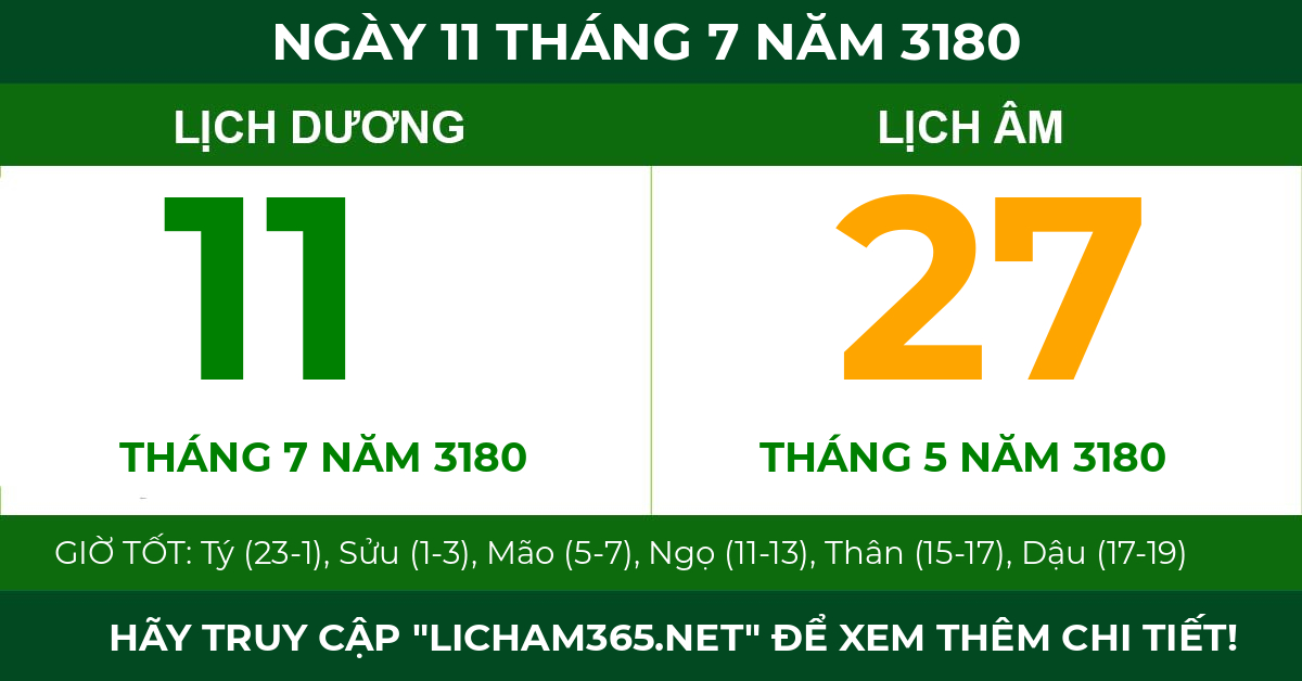 lịch âm ngày 11 tháng 7 năm 3180