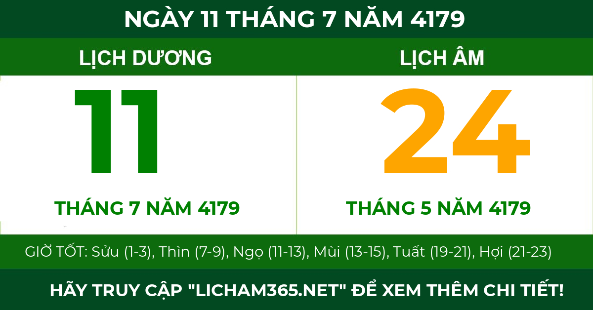 lịch âm ngày 11 tháng 7 năm 4179