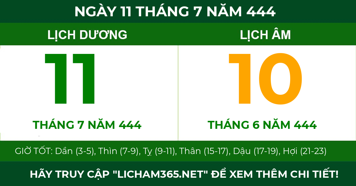 lịch âm ngày 11 tháng 7 năm 444