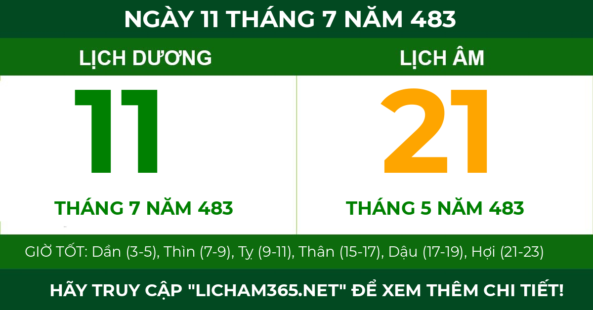 lịch âm ngày 11 tháng 7 năm 483