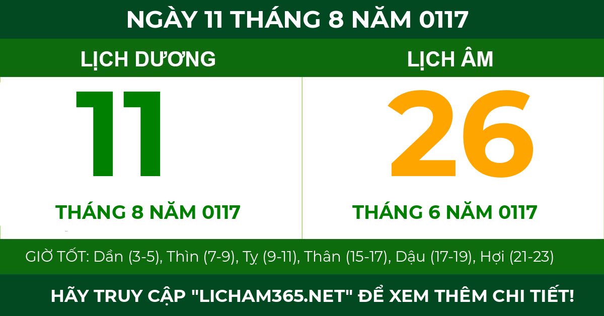 lịch âm ngày 11 tháng 8 năm 0117