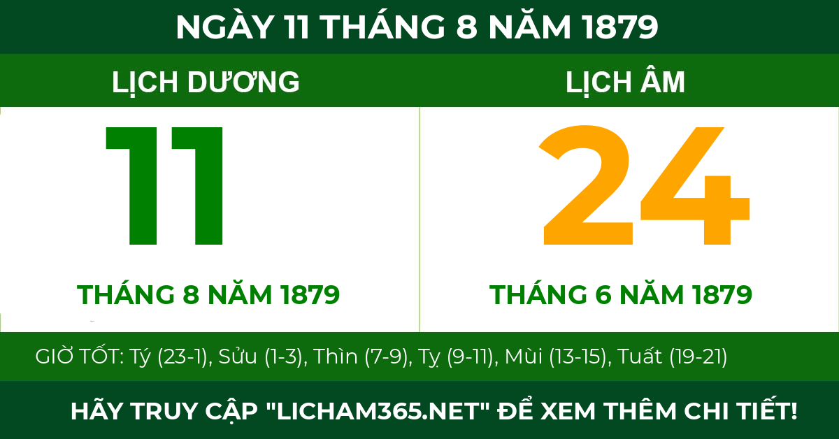 lịch âm ngày 11 tháng 8 năm 1879