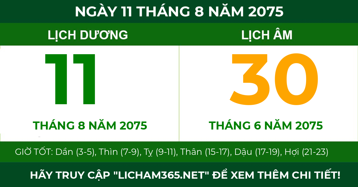 lịch âm ngày 11 tháng 8 năm 2075