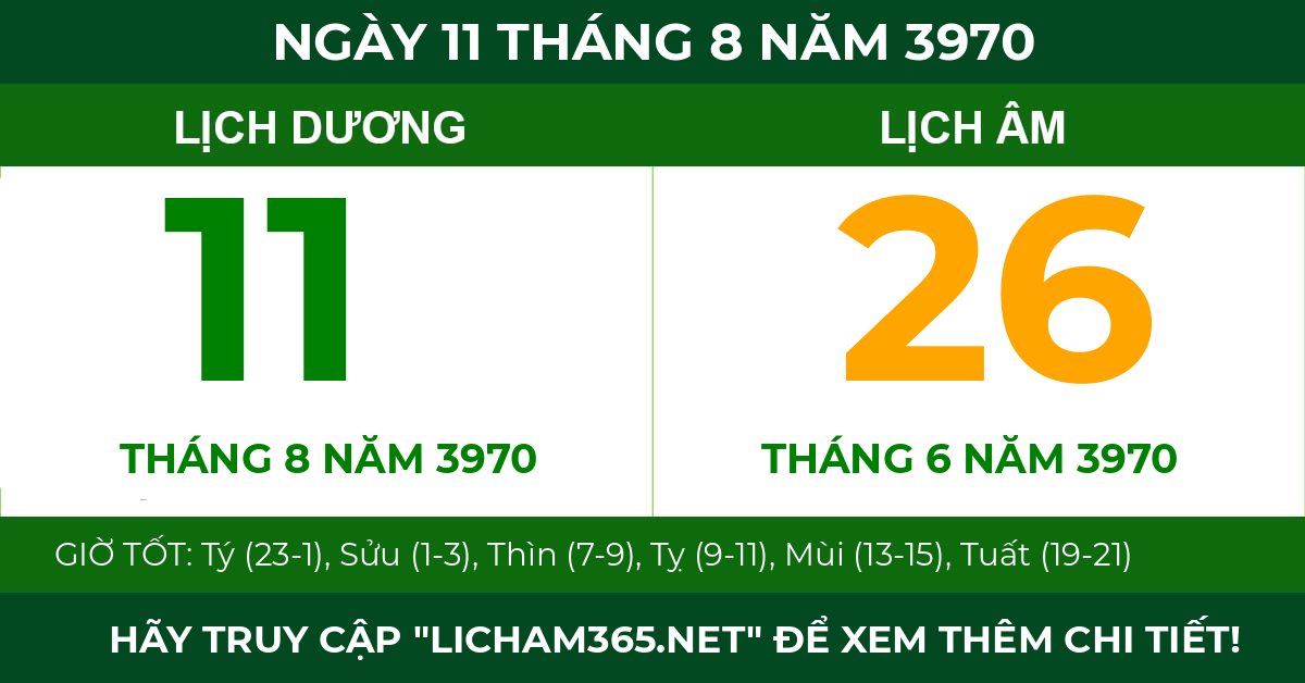 lịch âm ngày 11 tháng 8 năm 3970