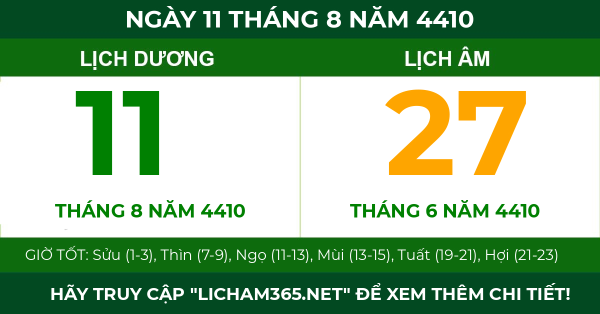 lịch âm ngày 11 tháng 8 năm 4410
