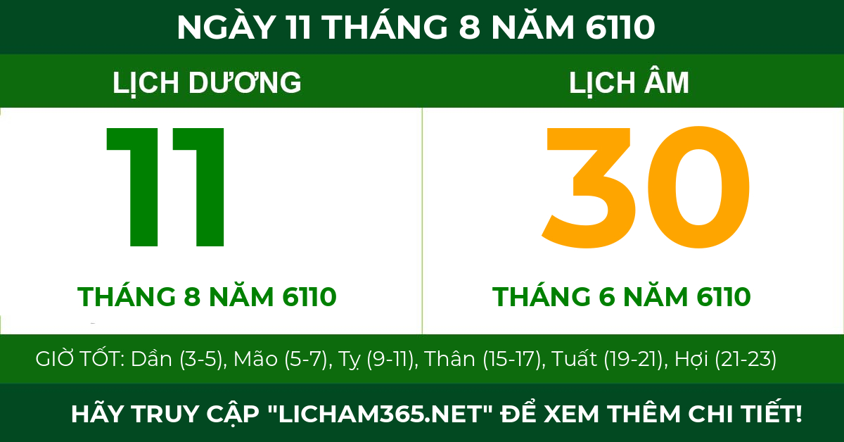 lịch âm ngày 11 tháng 8 năm 6110