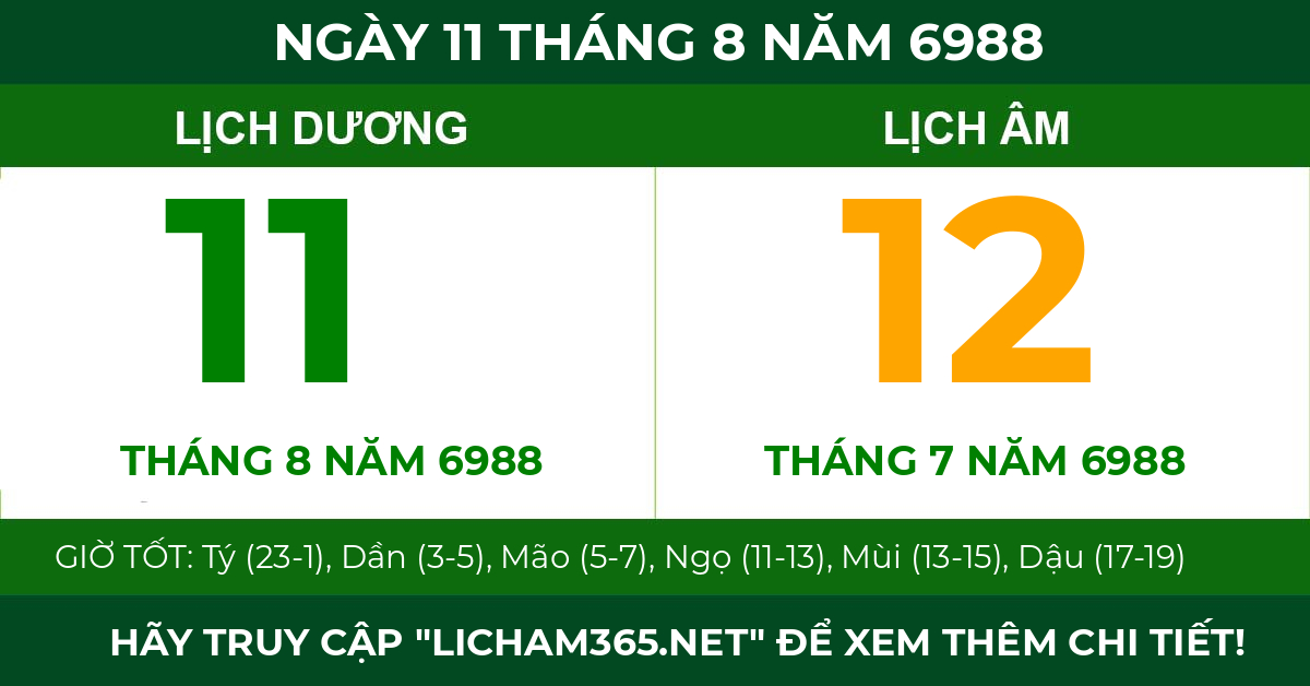 lịch âm ngày 11 tháng 8 năm 6988