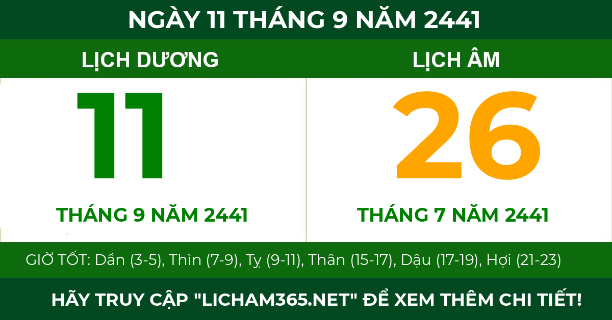 lịch âm ngày 11 tháng 9 năm 2441