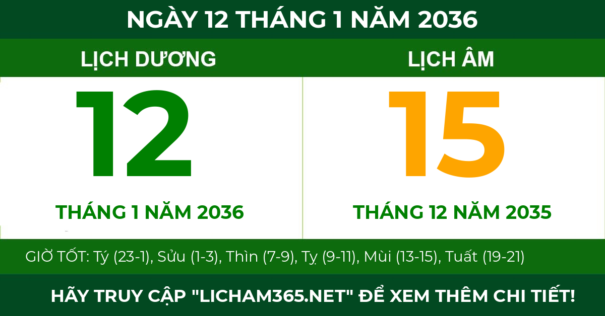 lịch âm ngày 12 tháng 1 năm 2036