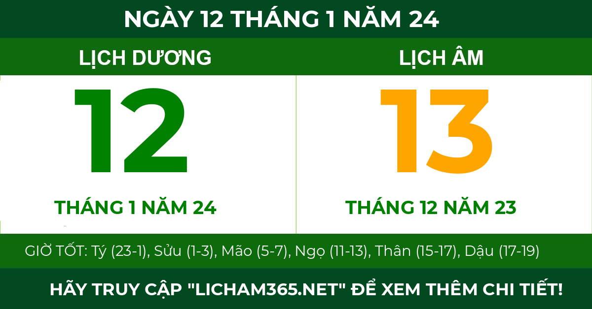 lịch âm ngày 12 tháng 1 năm 24