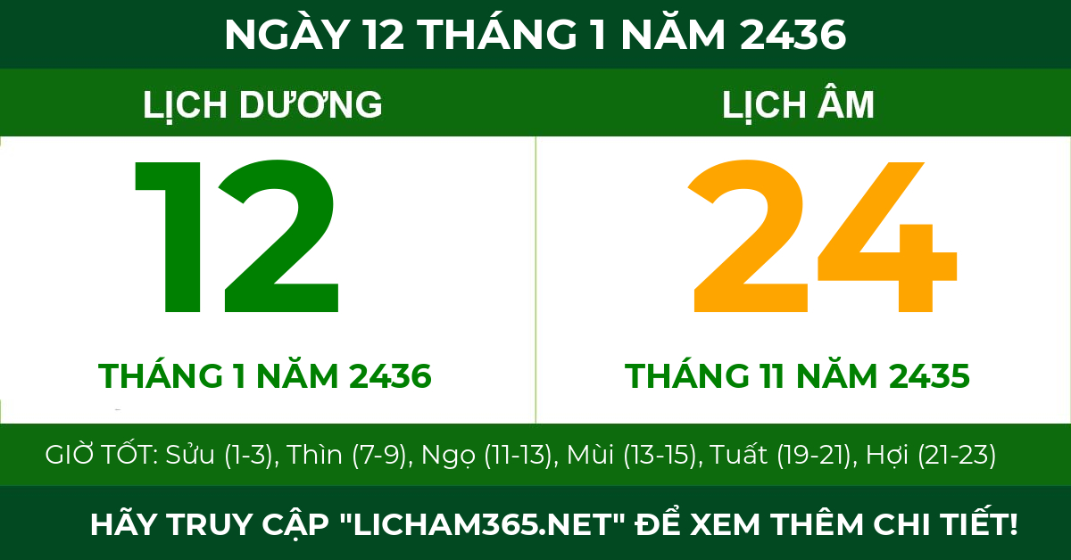 lịch âm ngày 12 tháng 1 năm 2436