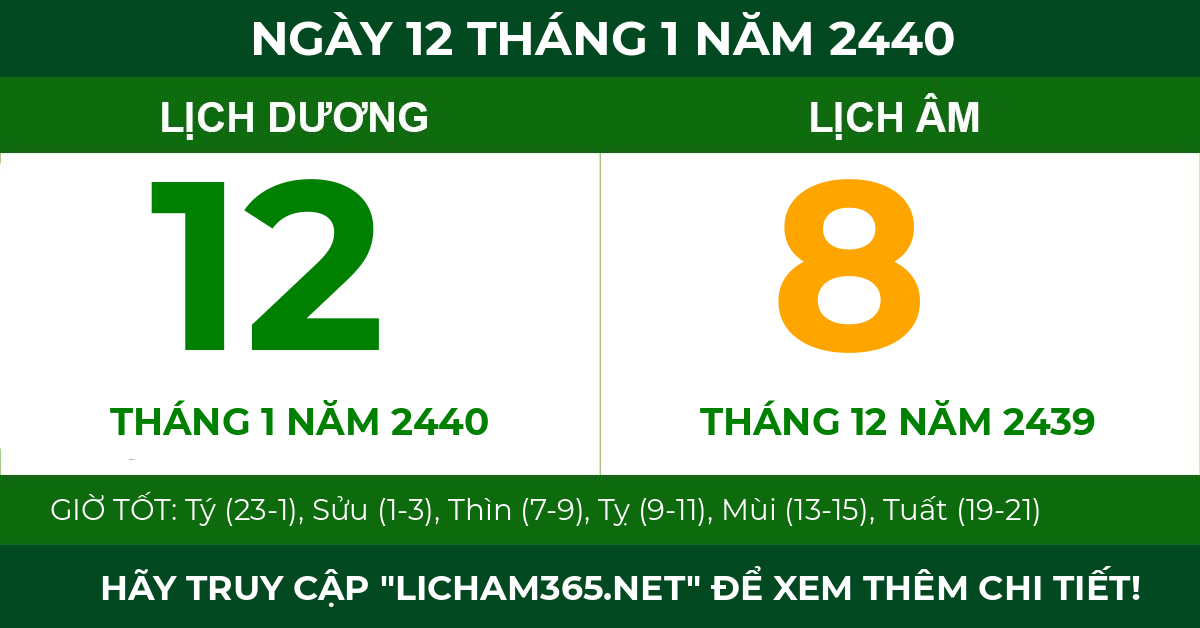lịch âm ngày 12 tháng 1 năm 2440