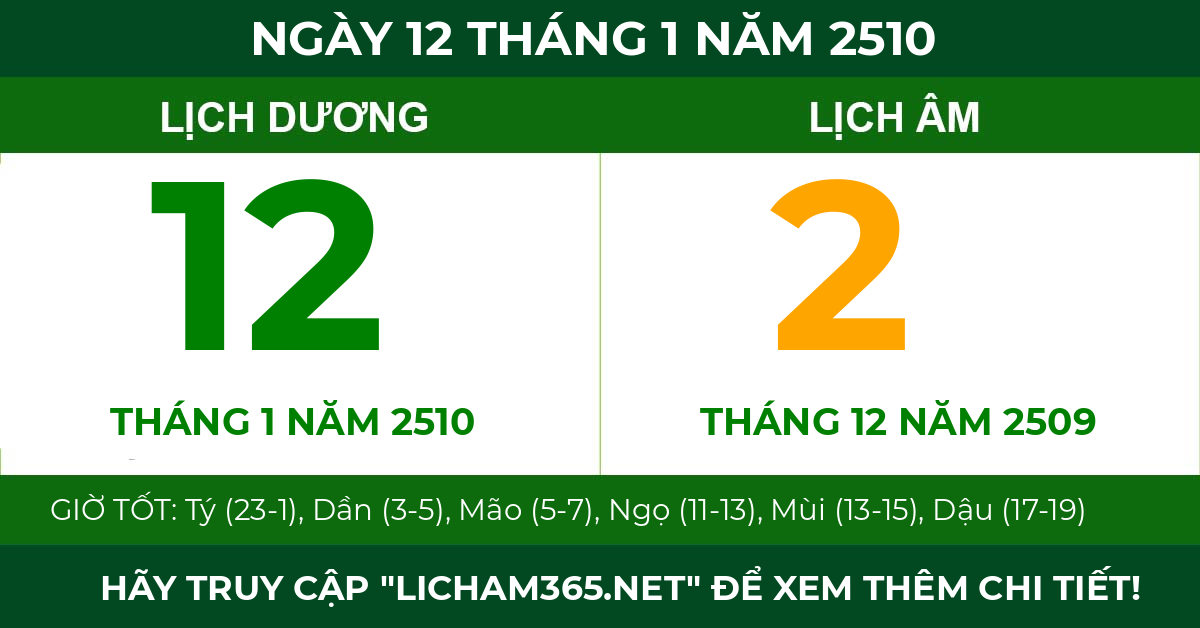 lịch âm ngày 12 tháng 1 năm 2510
