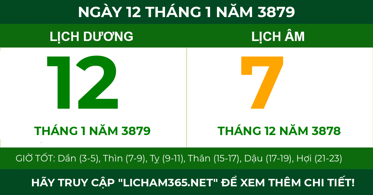 lịch âm ngày 12 tháng 1 năm 3879