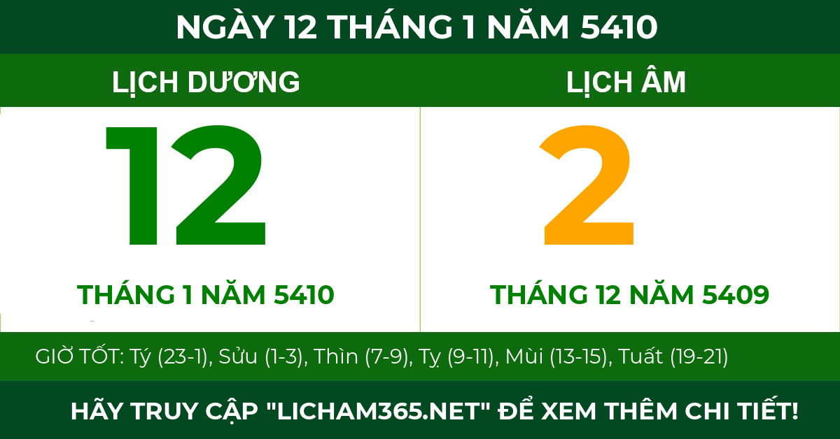 lịch âm ngày 12 tháng 1 năm 5410