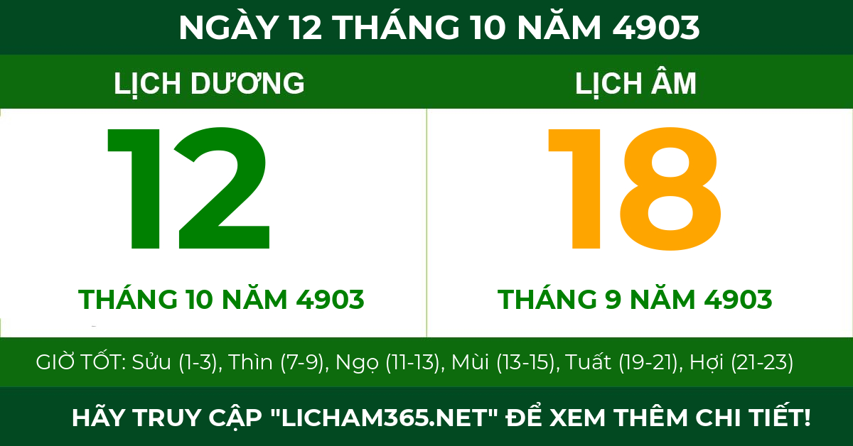 lịch âm ngày 12 tháng 10 năm 4903