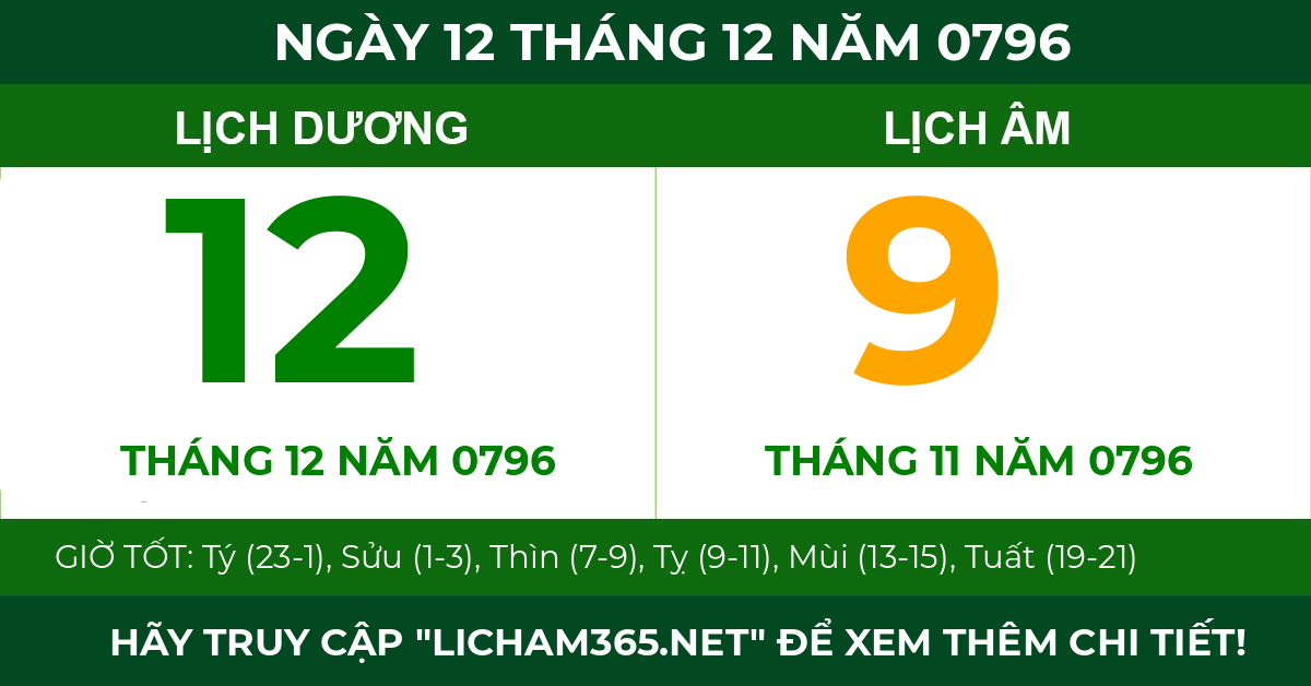 lịch âm ngày 12 tháng 12 năm 0796