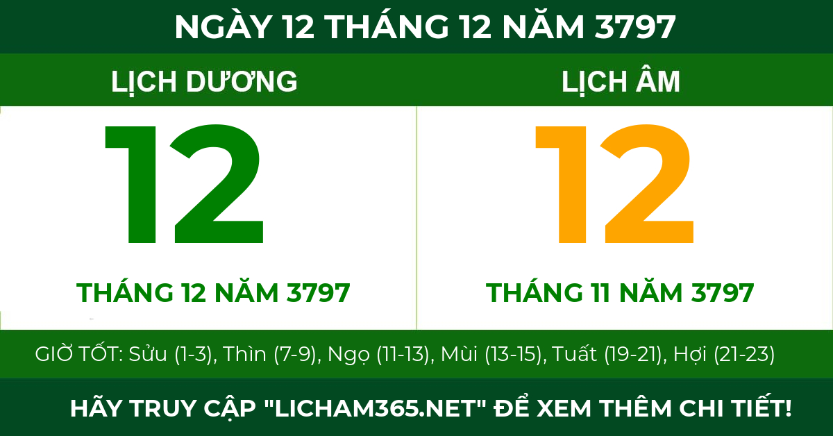 lịch âm ngày 12 tháng 12 năm 3797