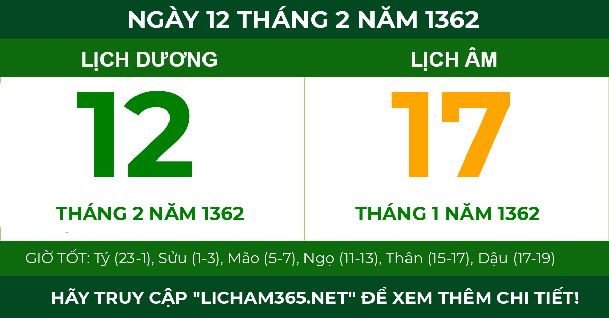 lịch âm ngày 12 tháng 2 năm 1362