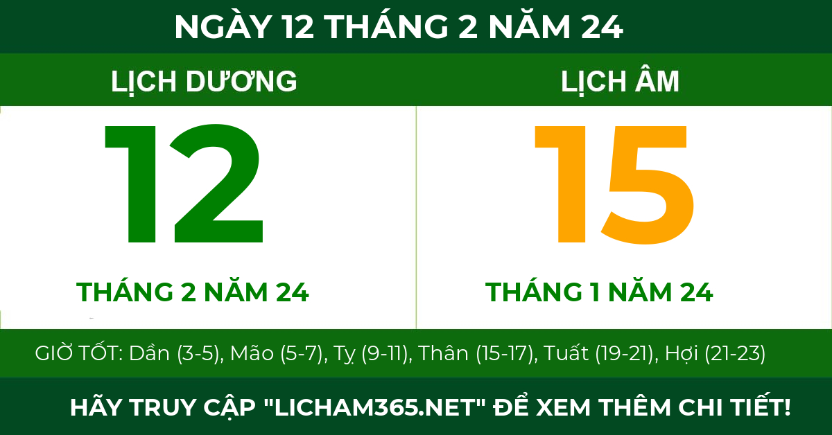 lịch âm ngày 12 tháng 2 năm 24