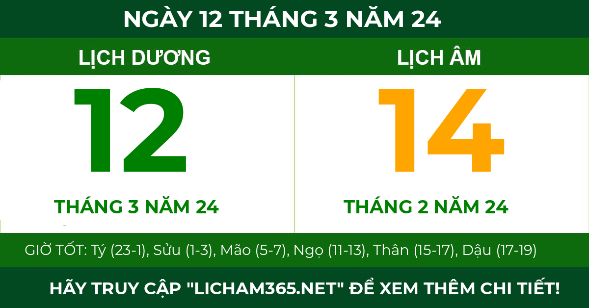 lịch âm ngày 12 tháng 3 năm 24
