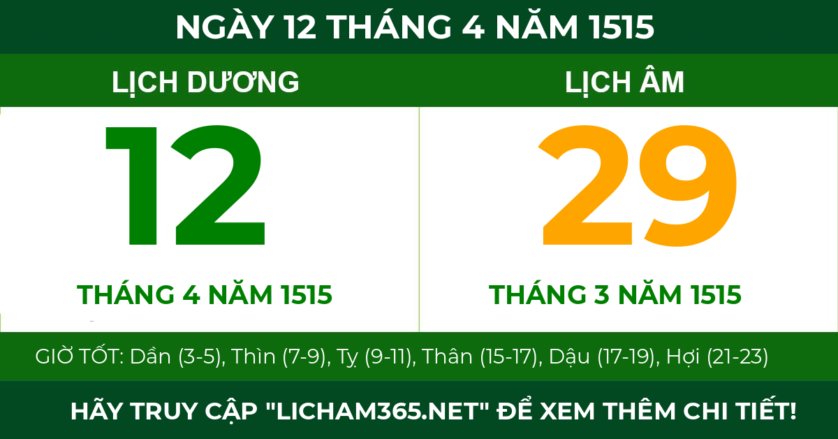 lịch âm ngày 12 tháng 4 năm 1515