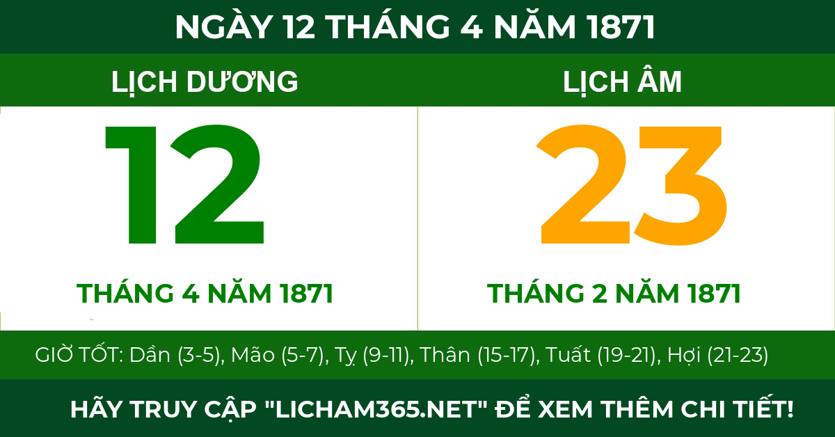 lịch âm ngày 12 tháng 4 năm 1871