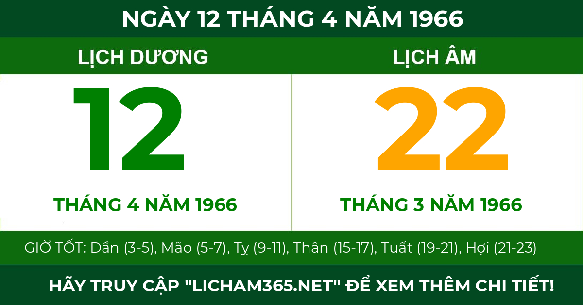 lịch âm ngày 12 tháng 4 năm 1966