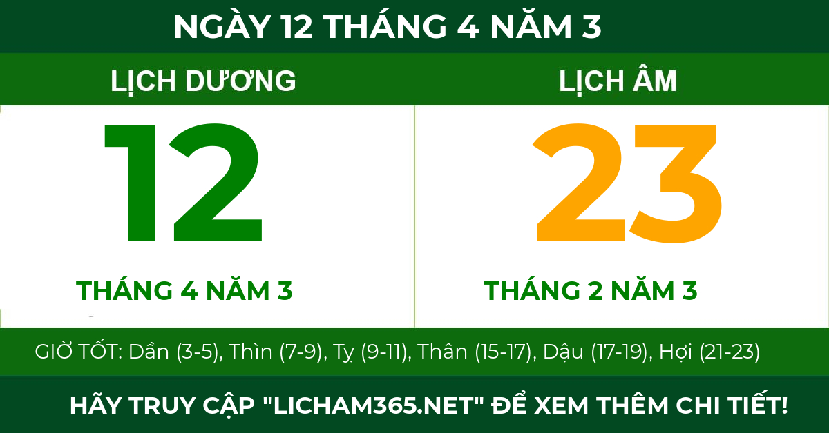 lịch âm ngày 12 tháng 4 năm 3