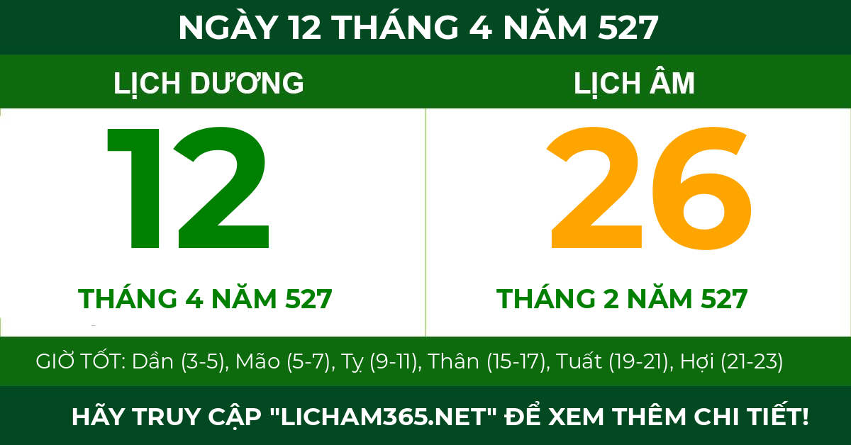 lịch âm ngày 12 tháng 4 năm 527