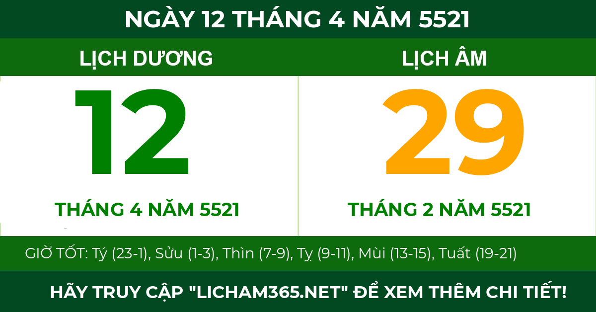 lịch âm ngày 12 tháng 4 năm 5521